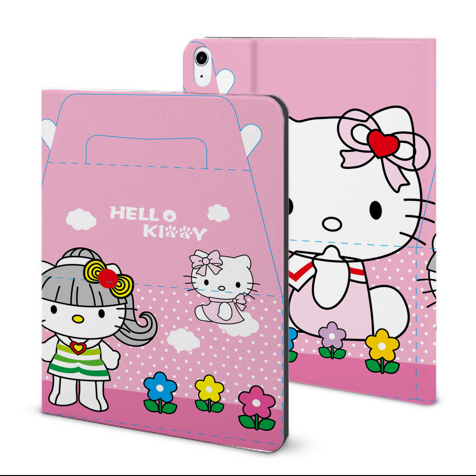 （画像用） Hello Kitty ハローキティ IPad ケース ブック型 PUレザー TPU 耐衝撃 軽量 薄型 ペン収納なし 全面保護 IPad 各モデル対応
